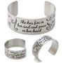 Vera Viva She Has Fire in Her Soul and Grace in Her Heart Inspirational Cuff Bracelet, Stainless Steel, Adjustable Fit