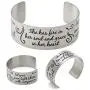 Vera Viva She Has Fire in Her Soul and Grace in Her Heart Inspirational Cuff Bracelet, Stainless Steel, Adjustable Fit Vera Viva She Has Fire in Her Soul and Grace in Her Heart Inspirational Cuff Bracelet, Stainless Steel, Adjustable Fit