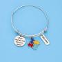 PENQI Autism Awareness Bracelet Autism Puzzle Charm Bracelet Show Yourself Step Into Your Power Autism Inspired Jewelry Autism Mom Gift Autism Grandma Gift