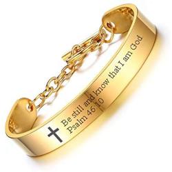 MPRAINBOW Scripture Faith Christian Bible Verse Engraved Inspirational Cross ID Bracelet Bangle Bracelet Women Girl Adjustable