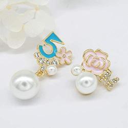 Fashion Jewelry Imitation Pearl Floral Statement Dangle Earrings for Women