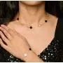 14K Solid Yellow Gold, Black Onyx and Mother-of-Pearl Necklace with 7 Clover Motifs. 16 inch chain size 14K Solid Yellow Gold, Black Onyx and Mother-of-Pearl Necklace with 7 Clover Motifs. 16 inch chain size