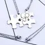 Fanery Sue Personalized Puzzle Pieces Matching Necklace/Kaychain for Love Best Friends Family Custom Name/Date Matching Pendant Set with Gift Box