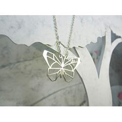 La Menagerie Butterfly Silver Origami Jewelry & Silver Geometric Necklace – 925 Sterling Plated Silver Necklace & Butterfly Necklaces for Women – Butterfly Necklace for Girls & Necklace