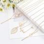 Hanpabum Fashion Jewelry Set for Women Layered Necklace with Hoop Dangle Tassel Leather Earring Lotus Ear Jacket