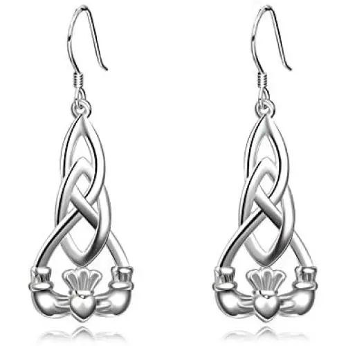 Irish Earrings Sterling Silver Celtic Knot Dangle Earrings Claddagh Earrings Jewelry with Fishhook for Women Girls Christmas Gifts Irish Earrings Sterling Silver Celtic Knot Dangle Earrings Claddagh Earrings Jewelry with Fishhook for Women Girls Christmas Gifts