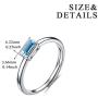 AOBOCO March Birthstone Ring Jewelry for Women Sterling Silver Mini Ring with Aquamarine Blue Crystal