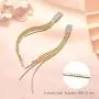 14k Gold Plated Long Tassel Dangle Drop Earrings 925 Sterling Silver Post Cubic Zirconia Bridal Earring for Woman Teen Girls 14k Gold Plated Long Tassel Dangle Drop Earrings 925 Sterling Silver Post Cubic Zirconia Bridal Earring for Woman Teen Girls