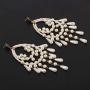 Big Size Long White Teardrop Bead Simulated Pearl Dangle Earrings for Women Gold Color Metal Statement Drop Earrings