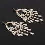 Big Size Long White Teardrop Bead Simulated Pearl Dangle Earrings for Women Gold Color Metal Statement Drop Earrings