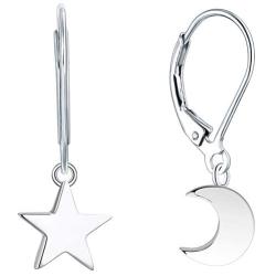 YL Hoop Earrings 925 Sterling Silver Polished Star/Cross/Moon Circle Endless Earrings 15mm Dangle Hoops Diameter Jewelry