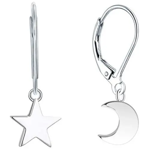 YL Hoop Earrings 925 Sterling Silver Polished Star/Cross/Moon Circle Endless Earrings 15mm Dangle Hoops Diameter Jewelry YL Hoop Earrings 925 Sterling Silver Polished Star/Cross/Moon Circle Endless Earrings 15mm Dangle Hoops Diameter Jewelry