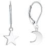 YL Hoop Earrings 925 Sterling Silver Polished Star/Cross/Moon Circle Endless Earrings 15mm Dangle Hoops Diameter Jewelry