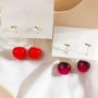 ONEYIM 3D Red Cherry Drop Earrings Cute Fruit Gold Dangle Earrings Charm Jewelry Gift Earrings for Women Girls