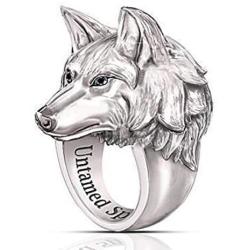 Wolf Ring for Men, Norse Viking Wolf Head Ring, Retro Wolf Totem Rings, Wolf Signet Rings, Amulet Ring, Animal Wolf Jewelry for Men Boys
