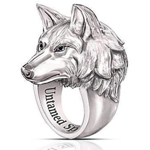 Wolf Ring for Men, Norse Viking Wolf Head Ring, Retro Wolf Totem Rings, Wolf Signet Rings, Amulet Ring, Animal Wolf Jewelry for Men Boys