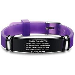 JF.JEWELRY Mom to My Son Bracelet Gift | Inspirational Bracelet to My Son & Daughter from Mom, Personalized Engraved Sons Bracelet Gift Graduation Gift for Him,Adjustable