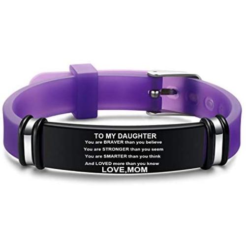 JF.JEWELRY Mom to My Son Bracelet Gift | Inspirational Bracelet to My Son & Daughter from Mom, Personalized Engraved Sons Bracelet Gift Graduation Gift for Him,Adjustable