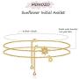 MONOZO Ankle Bracelets for Women Initial Anklet, 14k Gold Filled Layered Sunflower Ankle Bracelets Cute Boho Anklets with Initial Letter Ankle Bracelets for Teen Girls Jewelry Gifts