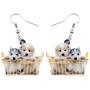 NEWEI Acrylic Cute Basket Dog earrings Drop Dangle Fashion Animal Jewelry For Women Girls Gift Charms