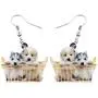 NEWEI Acrylic Cute Basket Dog earrings Drop Dangle Fashion Animal Jewelry For Women Girls Gift Charms