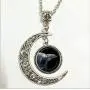 Raven Pendant Black Raven Pendant, Raven Pendant Black Raven Necklace,Raven Pendant Black Raven Moon Jewelry, Moon Necklace Glass Art Picture