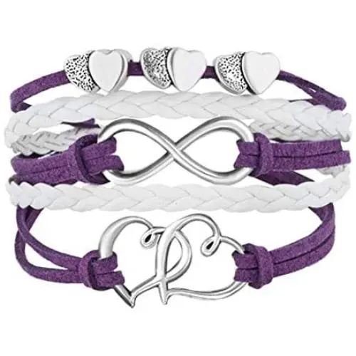 CLY Jewelry Leather Rope Braided Bracelet Double Love Heart With Infinity Symbol Couples Bracelet The Connection Between You and Me Handmade Friendship Bracelet Ideal Gift For Women Girl Family Friend CLY Jewelry Leather Rope Braided Bracelet Double Love Heart With Infinity Symbol Couples Bracelet The Connection Between You and Me Handmade Friendship Bracelet Ideal Gift For Women Girl Family Friend