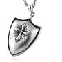 HZMAN Shield Armor of God Psalm 28:7 Faith Cross Stainless Steel Pendant Necklace for Men