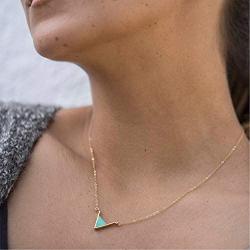 V Turquoise Choker Necklace 18k Gold Triangle Geometric Pendant Layering Minimalist Jewelry for Women Girls