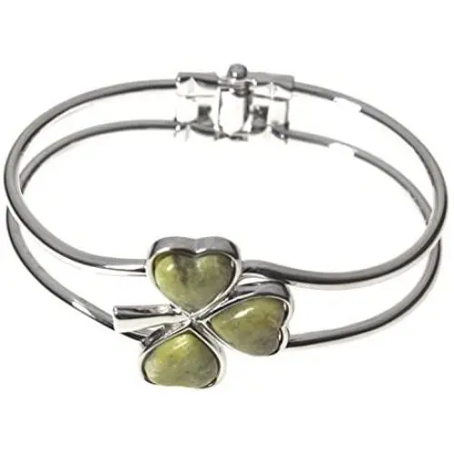Irish Shamrock Bangle with Connemara Marble by Solvar Irish Shamrock Bangle with Connemara Marble by Solvar