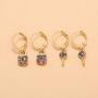Denifery Gold Hoop Earring Lock Key Dangle Drop Boho Simple Earrings Set Delicate Huggie Earrings Hypoallergenic Jewelry Set for Women and Girls (Style 2)