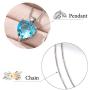 Brishow Fashion Bride Wedding Silver Pendant Necklace Chain Blue Rhinestone Lover Heart Pendant Necklaces Crystal Bridal Chains Jewelry Accessories for Women and Girls