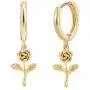 Dangle Hoop Earrings for Women Girls 14K Gold Plated Cubic Zirconia Huggies Earrings for Her