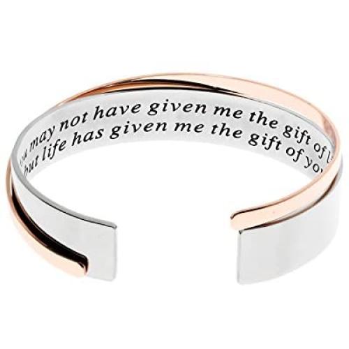 MS. CLOVER Stepmother Gift, You May Not Have Given Me The Gift of Life, But Life Has Given Me The Gift of You Mother Bracelets, Wedding Present for Bonus Mom Jewelry