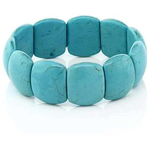 Gem Stone King 7.5 Inch Simulated Turquoise Howlite Beads Stretch Bangle Bracelet 20MM Gem Stone King 7.5 Inch Simulated Turquoise Howlite Beads Stretch Bangle Bracelet 20MM