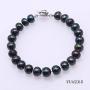 JYX Pearl Necklace Set 8-9mm Dark-Blue Freshwater Pearl Necklace Bracelet and Earrings Jewelry Set