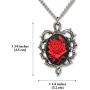 Gothic Red Rose Cameo In Thorns Pendant Necklace