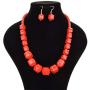 Pingyongchang Multicolor Chunky Acrylic Beads Necklace Earring Statement Strand Jewelry Set Wilma Necklaces Dangle Earrings Strand Collars Drop Earring Costume Jewelry Beaded Chains for Women Girls