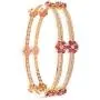 Ratnavali Jewels CZ Zirconia Gold Tone Red Baguette Diamond Elegant Sleek Bollywood Indian Bangles Jewelry Women