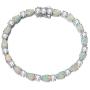 FANCIME October Birthstone Sterling Silver Fire Opal Tennis Bracelet Cubic Zirconia Teardrop / Oval Gemstone Dainty Charm Fine Jewelry for Women Girls 7''