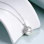 Sterling Silver Pearl Necklace Simple Leaf Gifts for Women Girls, 12mm Pearl