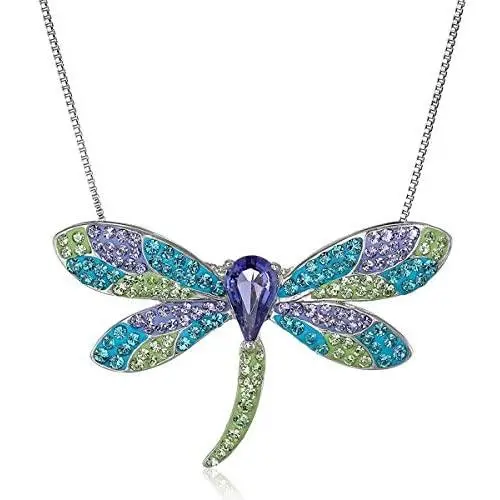 Crystaluxe Dragonfly Pendant Necklace with Swarovski Crystals in Sterling Silver Crystaluxe Dragonfly Pendant Necklace with Swarovski Crystals in Sterling Silver