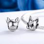 Linorui S925 Sterling Silver Bulldog Bead Charms Puppy Dog Animal Vintage Charms Fit European Snake Chain Bracelet and Necklace