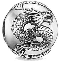 EVESCITY Zen Dragon Spacer Silver Bead For Charms Bracelets - Best Jewelry Gifts for Her Animal Lovers