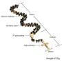 Mealguet Jewelry Fashion Stainless Steel Rubber Black Gold Plated Two-Tone Beaded Jesus Christ Crucifix Cross Rosary Necklace