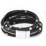 TASBERN Women Leather Wrap Bracelet Stud Beads Crystal Cuff Bracelets Jewelry for Ladies Girls