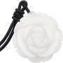 SUNYIK Womens Stone Pendant with Chain, Handcarvd Flower Healing Crystal Necaklace for Valentines Day