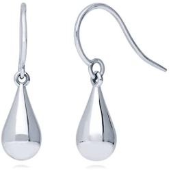 BERRICLE Rhodium Plated Sterling Silver Teardrop Fashion Necklace and Earrings Set