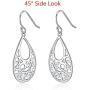 Sterling Silver Filigree Minimalist Design Of Peacock Dangle Drop Earrings For Sensitive Ears By Renaissance Jewelry