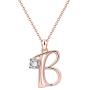 JUSZXY Letter Initial Necklaces for Women, 14K Rose Gold Plated Cubic Zirconia Letter Pendant Script Name Monogram Necklace, Delicate Initial Necklace for Mom Mothers Day